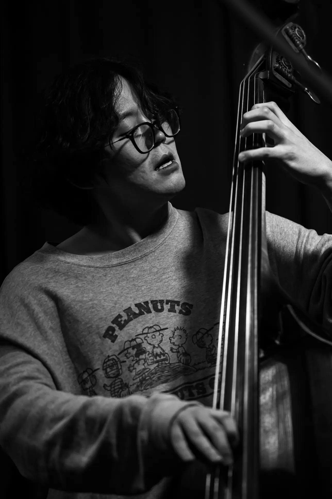 During the bass solo